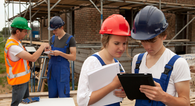 Youth working on a job site